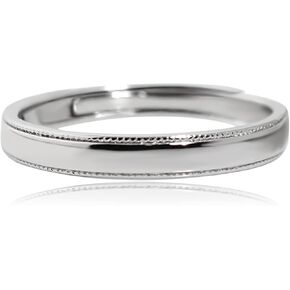 Meissa 2pcs Couple Rings Sterling Silver for Men and Women Wedding Simple Couple Bands Size Adjustable Cubic Zirconia Matching Promise Rings (Set of Two Rings) in Saudi Arabia