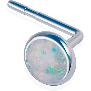 Silver Opal Tragus Stud - Handmade 22G 925 Sterling Silver Tragus Stud ith a small 3mm Blue Opal - Hypoallergenic L-Shape Ear Piercing Jewelry in Saudi Arabia