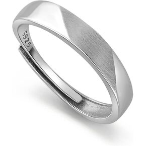 Meissa Couple Rings 925 Sterling Silver Dainty Diamond Wedding Bands Men and Women Promise Ring Statment Ring Size Adjustable (1 Ring-2.8mm Width)