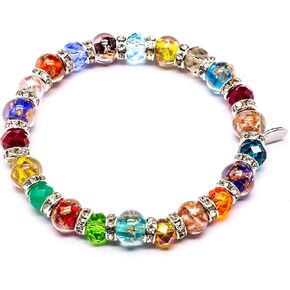 Authentic Murano Glass Elastic Stretch Bracelet - Handmade in Venice - Italian Jewelry - Lampwork Beads - Free Gift - Gift - Made in Italy in Saudi Arabia