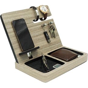 Namore Nightstand Organizer | Coolest Men Gifts for Husband, Dad, or Boyfriend | Wood Phone Docking Station | Bedside Table Organizer | Anniversary Gift for Husband | Gifts for Dad Who Wants Nothing