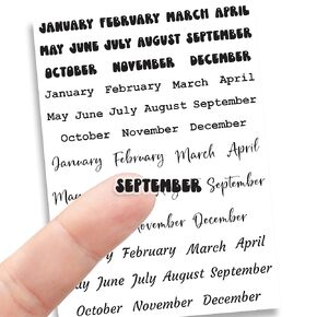 Mini Months Planner Stickers, Undated Planner, 144 Months of the Year Stickers, Decorative Planning Stickers, Clear Removable Waterproof vinyl stickers, Black Font Modern Fancy in Kuwait