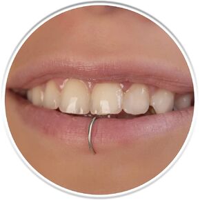 Fake Lip Ring 20 Gauge Non Piercing Hoop - 14k Gold Filled White Opal Faux Lip Piercing - No Piercing Need Lip Rings
