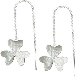 Natural Mother Of Pearl Shamrock Leaf Threader Earring, Handmade Threader Earrings For Women, Birthday Gift For Her (Mother Of Pearl Shamrock)
