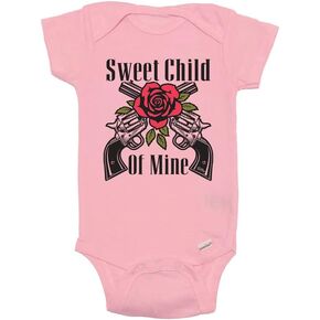 TeeNow - Sweet Child Of Mine - Short Sleeve Baby Infant Bodysuit - Boy/Girl (0-3 Months, Grey)