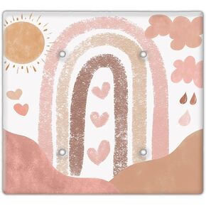 Decorative Wall Switch Cover Plate - Boho Southwest Rainbow Decor Switch Plate - Makes a Great Nursery Decor With Pinks, Browns, and Off-white (Double Blank Cover) in Kuwait