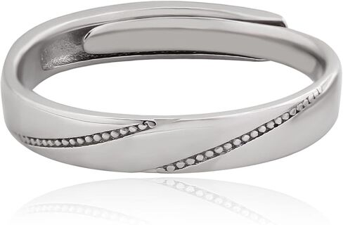 Meissa Sterling Silver Couple Ring Adjustable Personalized Couple Rings for Men and Women Open Back Rings for Wedding Engagement Anniversary Ring Set (Set of two rings) in Kuwait