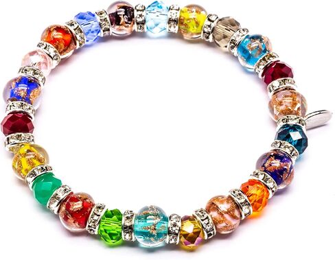 Authentic Murano Glass Elastic Stretch Bracelet - Handmade in Venice - Italian Jewelry - Lampwork Beads - Free Gift - Gift - Made in Italy in Saudi Arabia