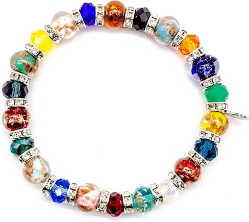 Authentic Murano Glass Elastic Stretch Bracelet - Handmade in Venice - Italian Jewelry - Lampwork Beads - Free Gift - Gift - Made in Italy in Saudi Arabia