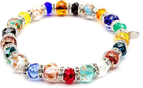 Authentic Murano Glass Elastic Stretch Bracelet - Handmade in Venice - Italian Jewelry - Lampwork Beads - Free Gift - Gift - Made in Italy in Saudi Arabia