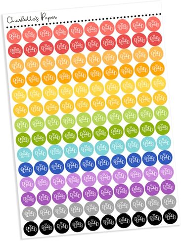 Small Rainbow Workout Gym Dumbbell Icon Decorative Planning Stickers, 280 Stickers, 0.4" diameter, Wellness Planner in Kuwait