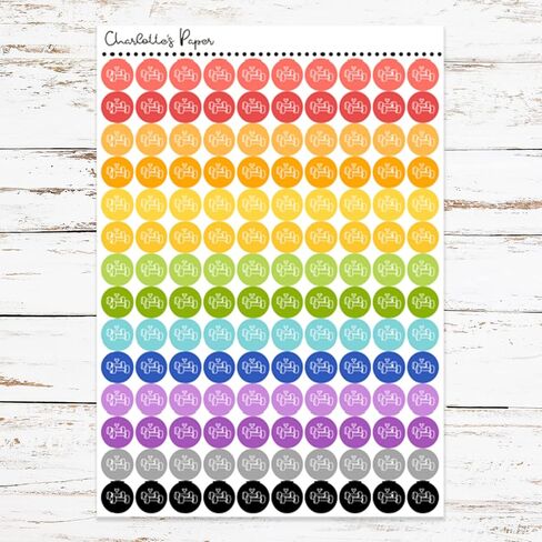 Small Rainbow Workout Gym Dumbbell Icon Decorative Planning Stickers, 280 Stickers, 0.4" diameter, Wellness Planner in Kuwait