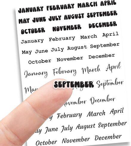 Mini Months Planner Stickers, Undated Planner, 144 Months of the Year Stickers, Decorative Planning Stickers, Clear Removable Waterproof vinyl stickers, Black Font Modern Fancy in Kuwait