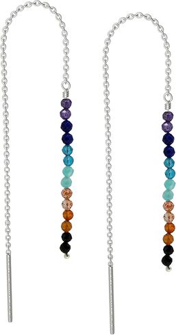GemInspire 925 Sterling Silver Natural Herkimer Beads Threader Earring, Gemstone Earring For Women, Handmade Jewelry, Gift For Her (Herkimer Gold Plated) in Kuwait