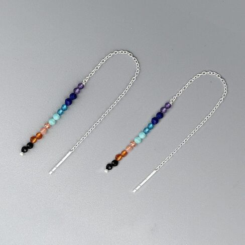 GemInspire 925 Sterling Silver Natural Herkimer Beads Threader Earring, Gemstone Earring For Women, Handmade Jewelry, Gift For Her (Herkimer Gold Plated) in Kuwait
