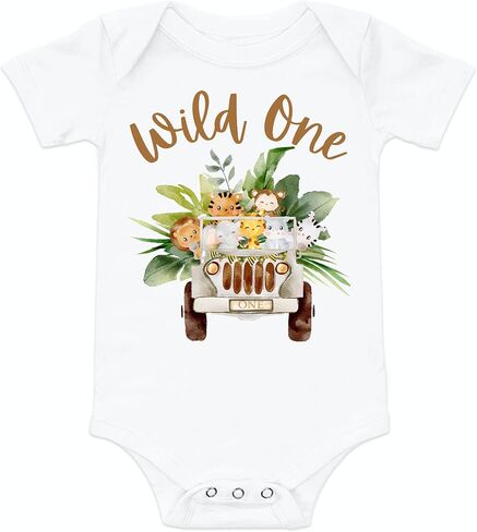 Wild one safari animals jungle zoo 1st first birthday shirt wild one shirt one wild birthday boy 1st birthday shirt boys wild shirt (18 month) in Saudi Arabia