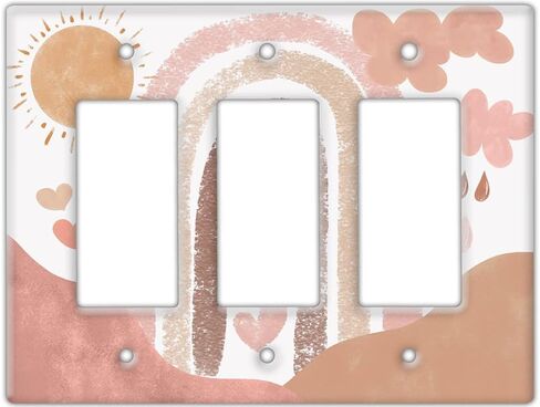 Decorative Wall Switch Cover Plate - Boho Southwest Rainbow Decor Switch Plate - Makes a Great Nursery Decor With Pinks, Browns, and Off-white (Double Blank Cover) in Saudi Arabia
