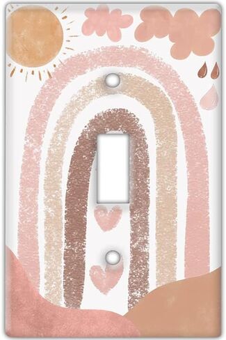 Decorative Wall Switch Cover Plate - Boho Southwest Rainbow Decor Switch Plate - Makes a Great Nursery Decor With Pinks, Browns, and Off-white (Double Blank Cover) in Saudi Arabia
