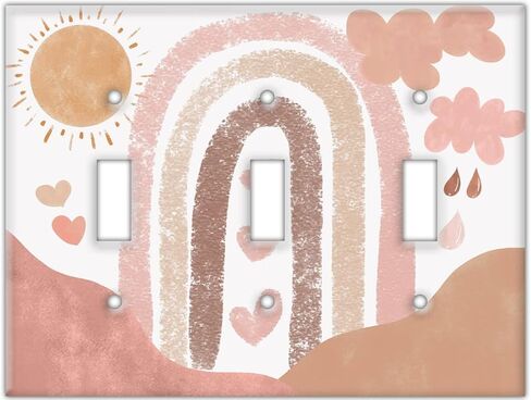 Decorative Wall Switch Cover Plate - Boho Southwest Rainbow Decor Switch Plate - Makes a Great Nursery Decor With Pinks, Browns, and Off-white (Double Blank Cover) in Saudi Arabia