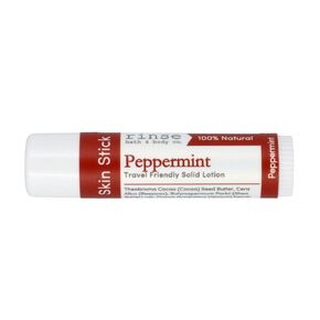 Rinse Bath & Body Peppermint Solid Lotion Stick - Natural Lotion Bar w/Shea and Cocoa Butter | Moisturizing No Mess Travel Lotion w/Beeswax, Apricot & Refined Avocado Oil | Handmade |.5oz