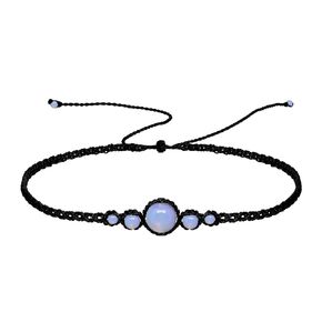 Nymerianoble Moonstone القلائد للنساء اليدوية قلادة سوداء للنساء Moonstone قلادة Macrame المختنقون للنساء حجر القمر الطبيعي مجوهرات الأحجار الكريمة هدايا عيد الميلاد in Kuwait