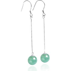 Green Jade Earrings for Women Girls Green Jade Earrings U Drop Dangle Threader Earrings Good Luck Gift for Back to School August and Birthday Gift