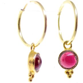 Pearl gold hoop earrings for women, Gold filled hoop earrings with gemstone, White stone dangle hoop earrings, Medium gold hoop earrings, Freshwater pearls (Pearl)