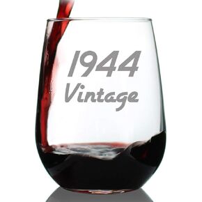 Vintage 1940-84th Birthday Stemless Wine Glass Gifts for Women & Men Turning 84 - Bday Party Decor - Large Glasses