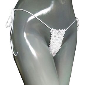 Extreme micro bikini bottom White Crochet micro thong bikini bottoms G-string thong in Saudi Arabia