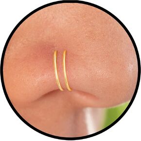Gold Spiral Nose Ring Hoop - Handmade 14k Gold Double Spiral Nose Piercing - Thin Hypoallergenic 20 Gauge Wire 7mm Nose Piercing Jewelry