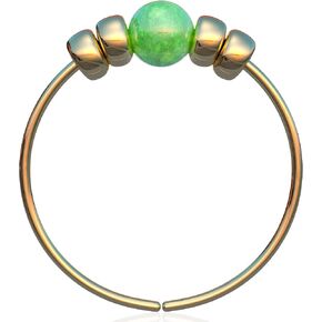Thin 14k Gold Filled Nose Ring - 2 mm Green Opal piercing Nose Hoop - 24 gauge very Thin Nose Hoop Tiny Piercings in Saudi Arabia