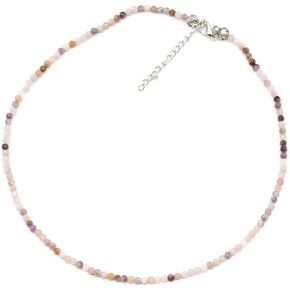 ElisaJewelryArt - Natural 3mm Amazonite Choker Necklace Genuine Gemstone Money Stone Clasp Closure Necklace Unisex Necklace (Amazonite, Silver Clasp)
