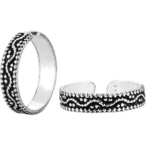 Handcrafted Silver Toe Ring for Women | Adjustable Pair of Toe Rings | Sterling Silver 925 | Handmade Body Jewelry (TR-02)