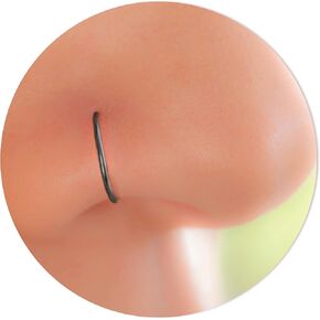 حلقة أنف سوداء 22 جرام - ثقب أنف صغير للنساء والرجال - مجوهرات من الفضة الإسترليني عيار 925 باللون الأسود العادي in Kuwait