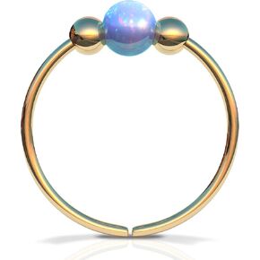 Gold Nose Ring - Opal piercing Hoop 20 gauge - Tiny Piercings Nose Rings hoop - Opal nose hoops - Thin Nose Hoop - Green opal piercing in Saudi Arabia