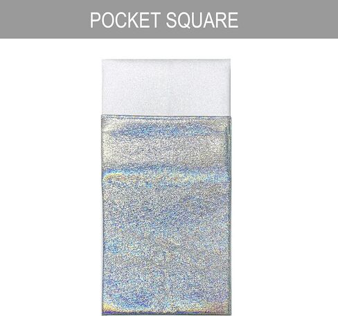 Men's Plain Color Pre-tied Bow Tie and Pocket Square Set | Glitter Sparkling for Formal Wedding Party Christmas | CK Bow (Pocket Square White) in Saudi Arabia