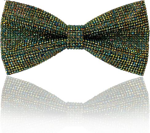 Crystal Rhinestones Pre-tied Bow Ties for men women | Formal Bowties with Adjustable Length | CK Bow (Green AB) in Kuwait