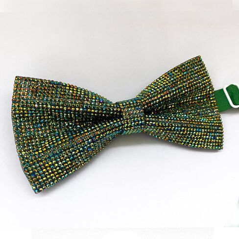 Crystal Rhinestones Pre-tied Bow Ties for men women | Formal Bowties with Adjustable Length | CK Bow (Green AB) in Kuwait