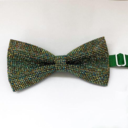 Crystal Rhinestones Pre-tied Bow Ties for men women | Formal Bowties with Adjustable Length | CK Bow (Green AB) in Kuwait