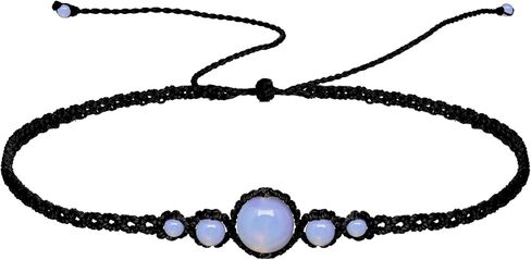 Nymerianoble Moonstone القلائد للنساء اليدوية قلادة سوداء للنساء Moonstone قلادة Macrame المختنقون للنساء حجر القمر الطبيعي مجوهرات الأحجار الكريمة هدايا عيد الميلاد in Kuwait