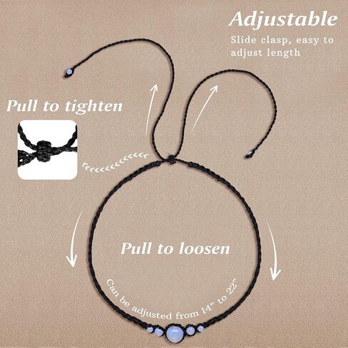 Nymerianoble Moonstone القلائد للنساء اليدوية قلادة سوداء للنساء Moonstone قلادة Macrame المختنقون للنساء حجر القمر الطبيعي مجوهرات الأحجار الكريمة هدايا عيد الميلاد in Kuwait