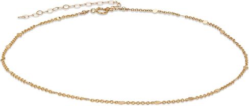 Annika Bella Chain Choker Necklace, Length 13-16 Inches, Minimalist Simple Gold Necklaces, Dainty Gold Choker, Dainty Layering Chokers for Women (Link Chain) in Kuwait