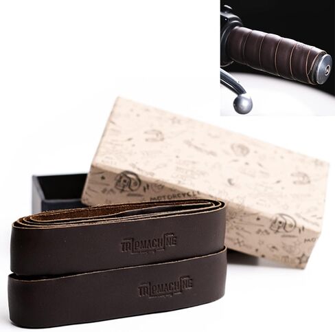 Trip Machine Company Leather Motorcycle Grips Wrap Tobacco Brown in Saudi Arabia