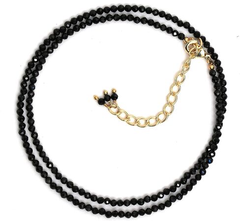 Gempires Amethyst Beaded Choker Necklace, Amethyst Faceted Beads 2.4-2.5 mm, February Birthstone, Amethyst Jewelry 18 inch Adjustable 14k Gold Plated Chain in Kuwait