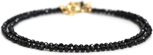 Gempires Amethyst Beaded Choker Necklace, Amethyst Faceted Beads 2.4-2.5 mm, February Birthstone, Amethyst Jewelry 18 inch Adjustable 14k Gold Plated Chain in Kuwait