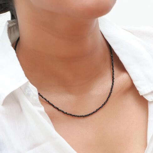 Gempires Amethyst Beaded Choker Necklace, Amethyst Faceted Beads 2.4-2.5 mm, February Birthstone, Amethyst Jewelry 18 inch Adjustable 14k Gold Plated Chain in Kuwait