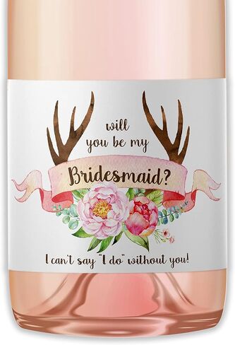 Antlers Bridesmaid Mini Champagne Label ● SET of 8 ● Rustic Bridesmaid Proposal, Country Maid of Honor ASK Matron of Honor Proposal, Wedding Wine Gifts, Favors, 3.5" x 2" WATERPROOF Labels, M121-ASK-8 in Saudi Arabia