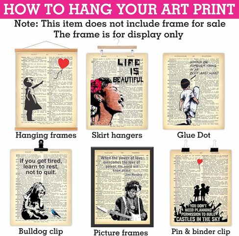 Banksy Wall Art Set - Motivational Graffiti Street Art Positive Inspirational Quotes Encouraging Poster for Living Room Teens Bedroom Home Office Decor - Unframed 8 x 10 Dictionary Prints in Kuwait