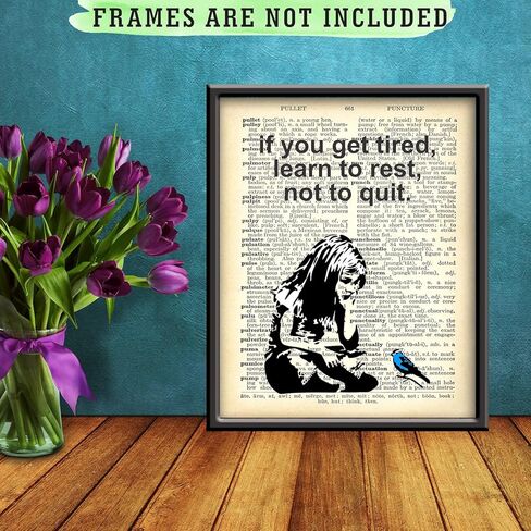 Banksy Wall Art Set - Motivational Graffiti Street Art Positive Inspirational Quotes Encouraging Poster for Living Room Teens Bedroom Home Office Decor - Unframed 8 x 10 Dictionary Prints in Kuwait
