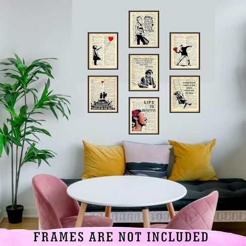 Banksy Wall Art Set - Motivational Graffiti Street Art Positive Inspirational Quotes Encouraging Poster for Living Room Teens Bedroom Home Office Decor - Unframed 8 x 10 Dictionary Prints in Kuwait